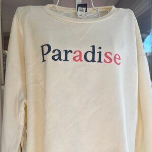 Spirit Jersey Cropped Slouchy Fleece Almond-Paradise Top Sz M